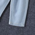 Baby Girl Button Front Paperbag Waist Roll Hem Jeans Blue
