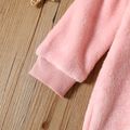 طفلة صغيرة رسالة مطرزة الصوف وهمية الرقبة كم طويل فستان البلوز الوردي زهري image 5