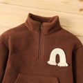 Baby Boy Rainbow Design Solid Long-sleeve Fleece Sweatshirt Brown image 4