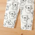 2pcs Baby Boy 100% Cotton Allover Koala Print Overalls and Long-sleeve Knitted Mock Neck Pullover Set Color block image 5