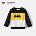 Batman Daddy and Me Colorblock Long-sleeve Pullover Sweatshirts Black