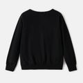 100% Cotton Love Heart & Letter Print Black Long-sleeve Pullover Sweatshirts for Mom and Me Black/White image 3