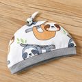 2pcs Baby Boy Allover Sloth Print Long-sleeve Jumpsuit with Hat Set Color block