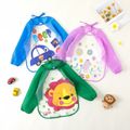 Baby Cartoon Long-sleeve Smock Waterproof EVA Bib Toddler Eating Clothes Bib Art Smocks Easy to Clean Green