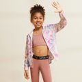Activewear Polyester Spandex Fabric Kid Girl Tie Dyed Stand Collar Zipper Jacket Pink