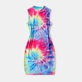 Colorful Tie Dye Mock Neck Bodycon Tank Dress for Mom and Me Colorful