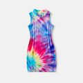 Colorful Tie Dye Mock Neck Bodycon Tank Dress for Mom and Me Colorful image 5