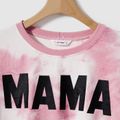 Mommy and Me Letter Print Pink Tie Dye Drop Shoulder Long-sleeve Sweatshirts and Shorts Sets Pink image 3