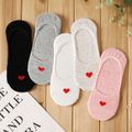 5-pairs Women Heart Print Non-slip Ankle Socks Multi-color