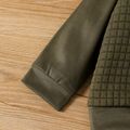 2pcs Baby Boy Solid Raglan-sleeve Textured Sweatshirt and Sweatpants Set Army green image 5