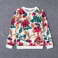 Allover Floral Print Long-sleeve Pullover Sweatshirts for Mom and Me White image 2