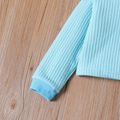 2pcs Toddler Girl Solid Color Textured Sweatshirt and Elasticized Pants Set Lakeblue image 5