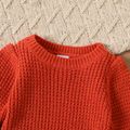 2pcs Baby Girl Solid Knitted Long-sleeve Pullover Sweater and Skirt Set Darkorangered