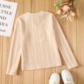 Kid Girl Basic Solid Color Textured Ribbed Knit Sweater Almond Beige