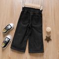 Toddler Girl Button Design Wide Leg Black Denim Jeans Black