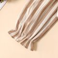 100% Cotton 2pcs Baby Girl Striped Cold Shoulder Long-sleeve Crop Top and Flared Pants Set Color block