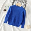 Toddler Girl Basic Solid Color Knit Sweater Blue image 1