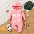 100% Cotton Baby Boy/Girl Glow In The Dark Print Hooded Long-sleeve Jumpsuit Pink image 2
