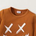 2pcs Baby Boy Long-sleeve Graphic Pullover Sweatshirt and Pants Set Brown