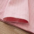 2pcs Kid Girl Square Neck Long Puff-sleeve Pink Tee and Plaid Tweed Skirt Set Pink image 3