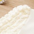 Kid Girl Textured Long Puff-sleeve Mock Neck Solid Color Tee OffWhite image 3