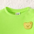 2pcs Baby Boy Cartoon Bear Detail Solid Textured Long-sleeve Pullover Sweatshirt and Sweatpants Set LUMINOUSYELLOW image 4