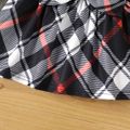 2pcs Baby Girl 95% Cotton Long-sleeve Faux-two Plaid Bow Front Dress with Headband Set Black image 5