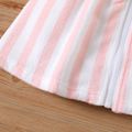Baby Girl Striped Terry Hooded Zip Short-sleeve Outwear PinkyWhite