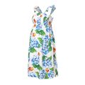 Maternity Floral Pattern Shirred Flutter-sleeve Dress SpringGreen