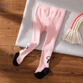 Baby Bow Graphic Colorblock Pantyhose for Girls Pink