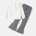 L.O.L. SURPRISE! 2pcs Kid Girl Characters Print White Hoodie Sweatshirt and Houndstooth Flared Pants Set White