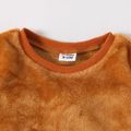 2pcs Baby Boy Stuffed Bear Detail Long-sleeve Fuzzy Top and Pants Set Brown image 4