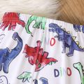 2pcs Toddler Boy Raglan Sleeve Waffle Sweatshirt and Animal Dinosaur Print Pants Set royalblue image 3