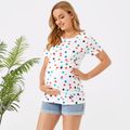 Maternity Bow Decor Colorful Dots Short-sleeve Tee White
