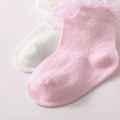 2-pairs Baby / Toddler Lace Trim Plain Socks Multi-color image 4
