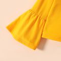 2pcs Toddler Girl Long Bell sleeves Yellow Tee and Floral Print Flared Pants Set Ginger-2