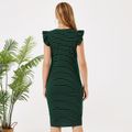 Maternity Stripe Flutter-sleeve Dress greenwhite