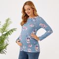 Maternity Floral Print Long-sleeve Tee Blue