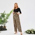 Maternity Splicing Leopard Print Jumpsuit Black