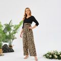 Maternity Splicing Leopard Print Jumpsuit Black