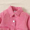 100% Cotton Baby Girl Button Front Pink Long-sleeve Denim Jacket Pink