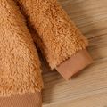 Baby Girl Cotton Long-sleeve Solid Fluffy Fleece Pullover Khaki image 4