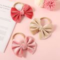3-pack Plain Flannel Bow Hair Ties for Girls Multi-color