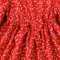 Toddler Girl Heart Print Square Neck Bowknot Design Long-sleeve Red Dress Red
