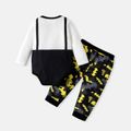 Justice League 2pcs Baby Boy Long-sleeve Graphic Romper and Camouflage Pants Set BlackandWhite