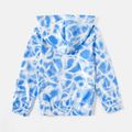 Activewear Polyester Spandex Fabric Toddler Girl Tie Dyed Breathable Hooded Jacket Blue