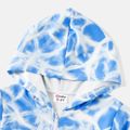 Activewear Polyester Spandex Fabric Toddler Girl Tie Dyed Breathable Hooded Jacket Blue