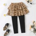 Kid Girl Leopard Print/Houndstooth Skirt Leggings Brown