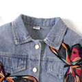 Kid Girl 100% Cotton Butterfly Embroidered Lapel Collar Denim Jacket DENIMBLUE image 2