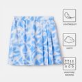 Activewear Polyester Spandex Fabric Toddler Girl Tie Dyed Breathable Soft Pleated Skirt Blue image 1